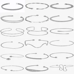 1/2Pcs Stainless Steel Minimalist Geometric Hollow Fashion Women Bracelet DIY Punk Personalized Simple Open Wrist Bangle Jewelry