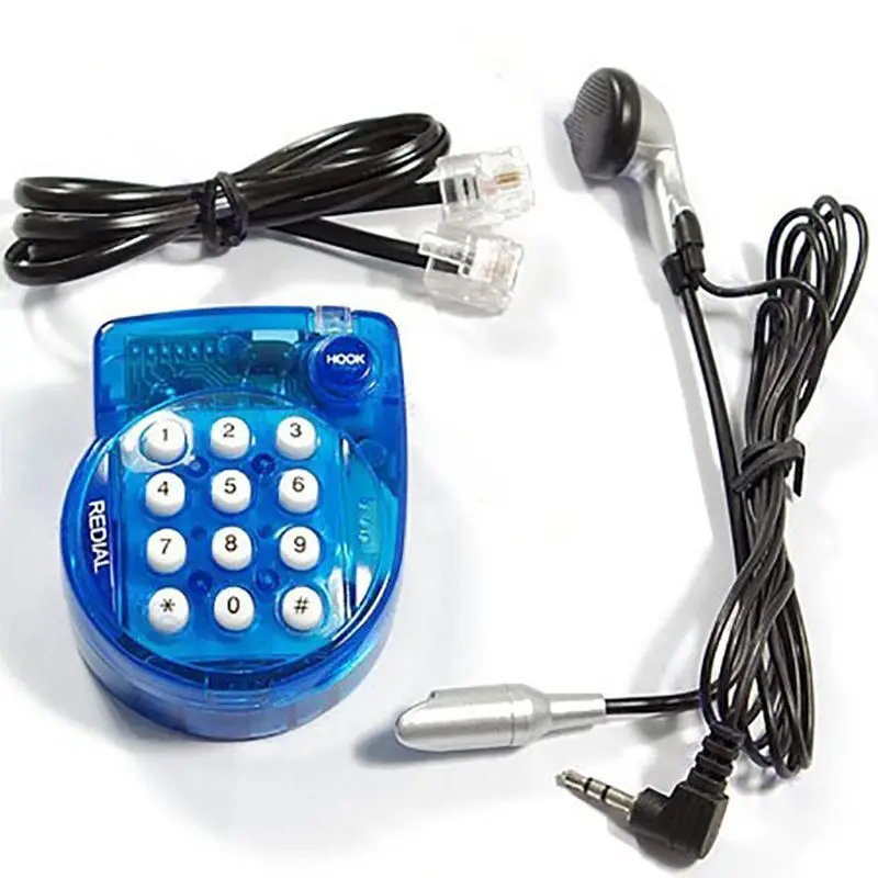 Portable Mini Corded Landline Phone, With Headset, Button Dial, Fast Redial, Small Telephone for Office Conference,Blue телефон