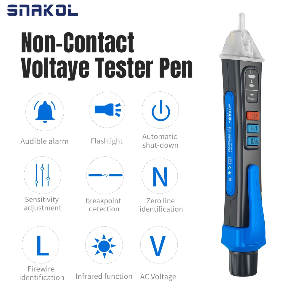 

SNAKOL SK-C01A Non-Contact Voltage Detector Electrical Pen AC Voltage Tester Smart Breakpoint Finder 12-1000V