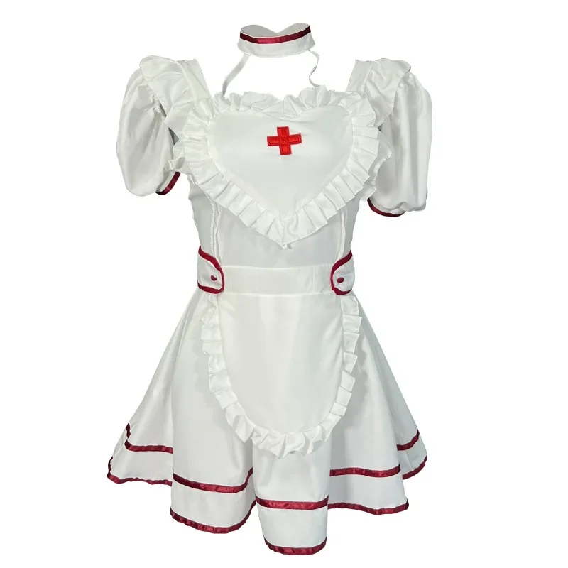 Nurse Uniform Cosplay Women Hot Sexy Sweet Love Heart Hollow  Dress Outfits Set Halloween Carnival Lovely Maid Costumes