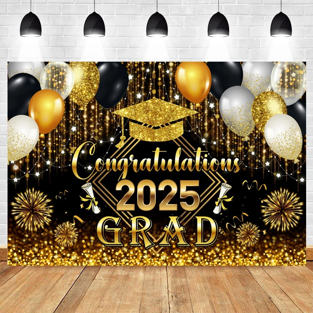 2025 formatura fotografia pano de fundo glitter balões dotalar chapéu baile de formatura retrato foto fundo photostudio