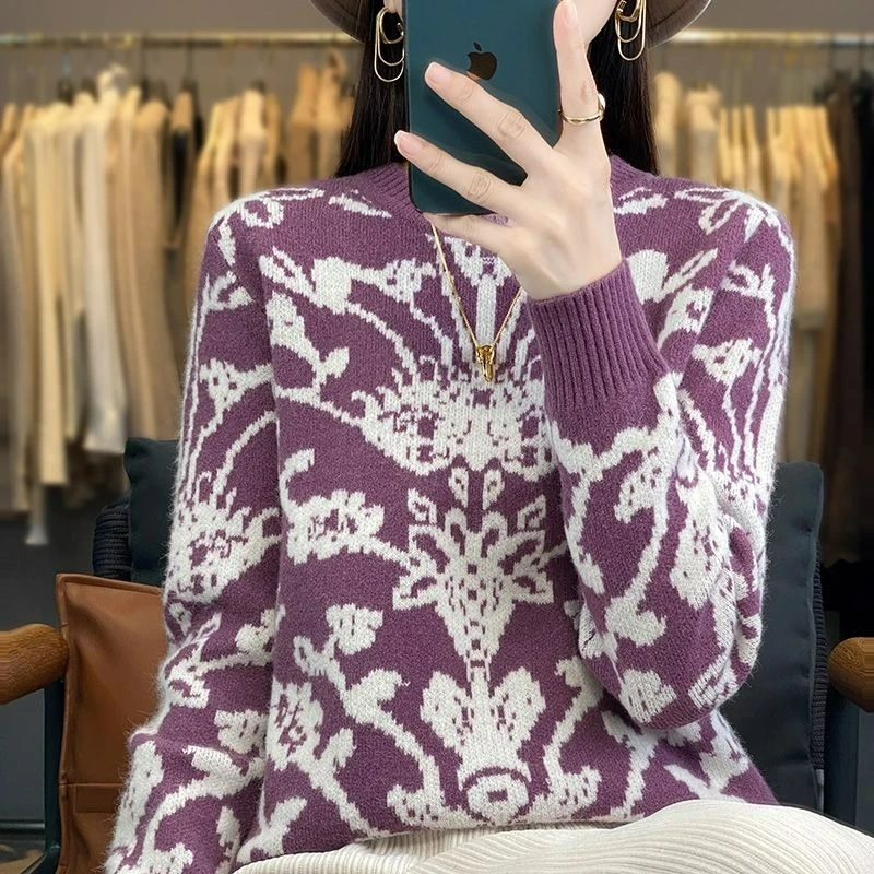 

2026 Autumn Winter Regular Pullover Sweaters with Long Sleeves Round Collars Which Are Fashionable Versatile Warm for Commuting