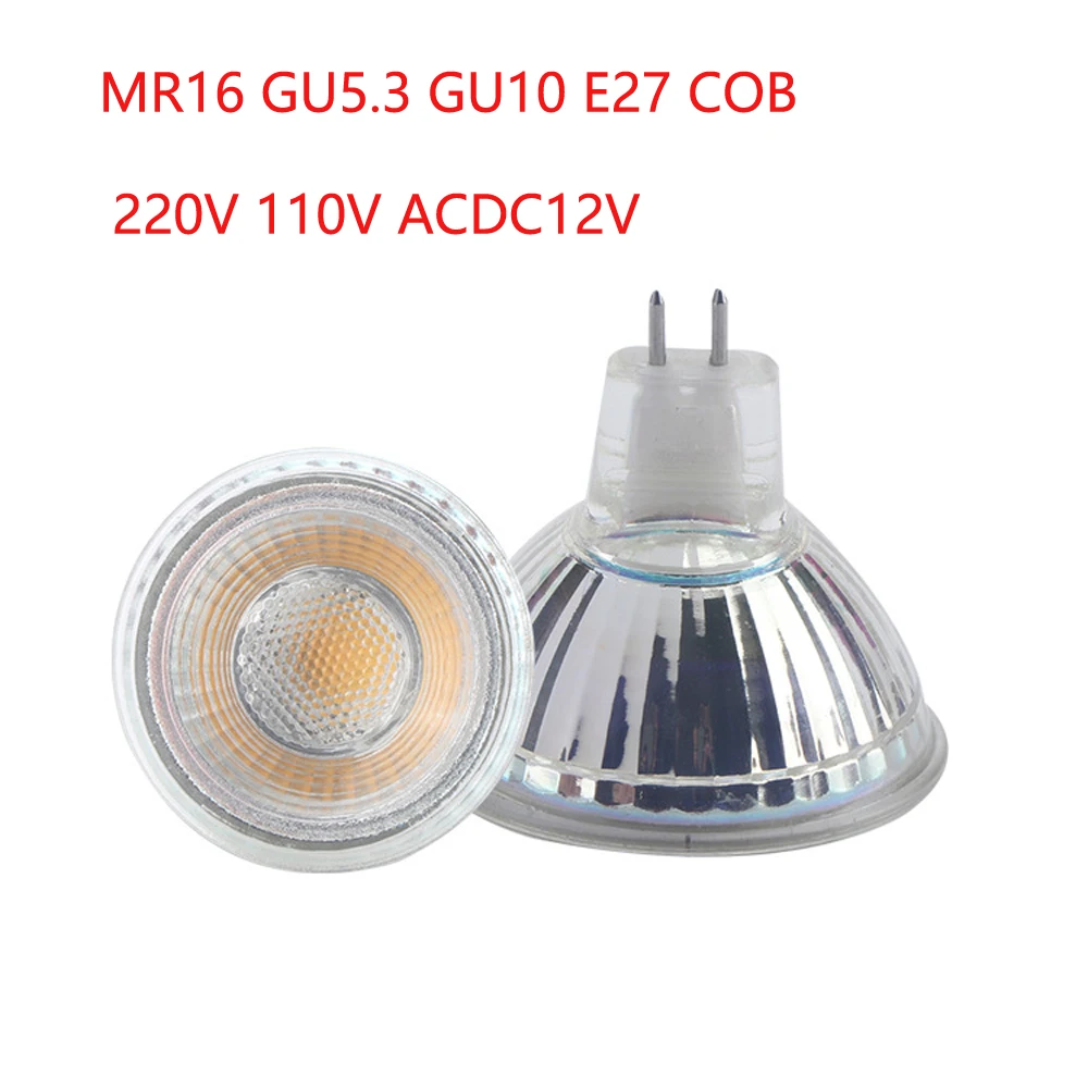 

20PCS 110v 220v 12v MR16 GU10 GU5.3 E27 COB LED Bulb Glass Dimmable COB Spotlight 5W 3000k 4000k 6000k Replace 50w Halogen Light