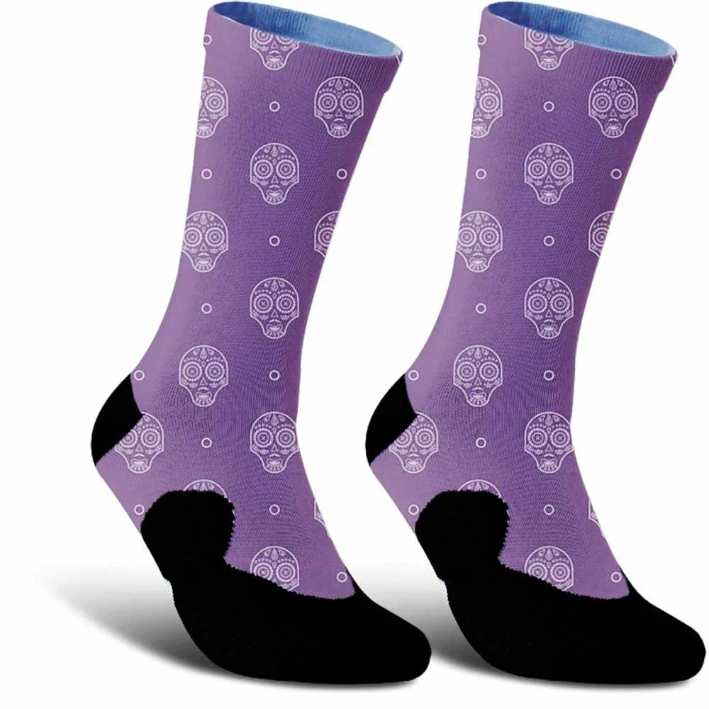 Creative skull pattern sports cycling socks, unisex, moisture wicking, breathable and durable, tightly fitting