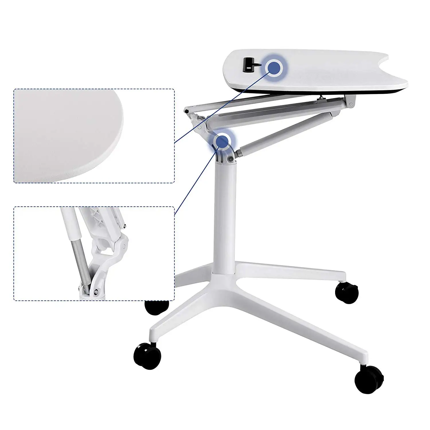 Mobile pneumatic table height adjustable table for home and office