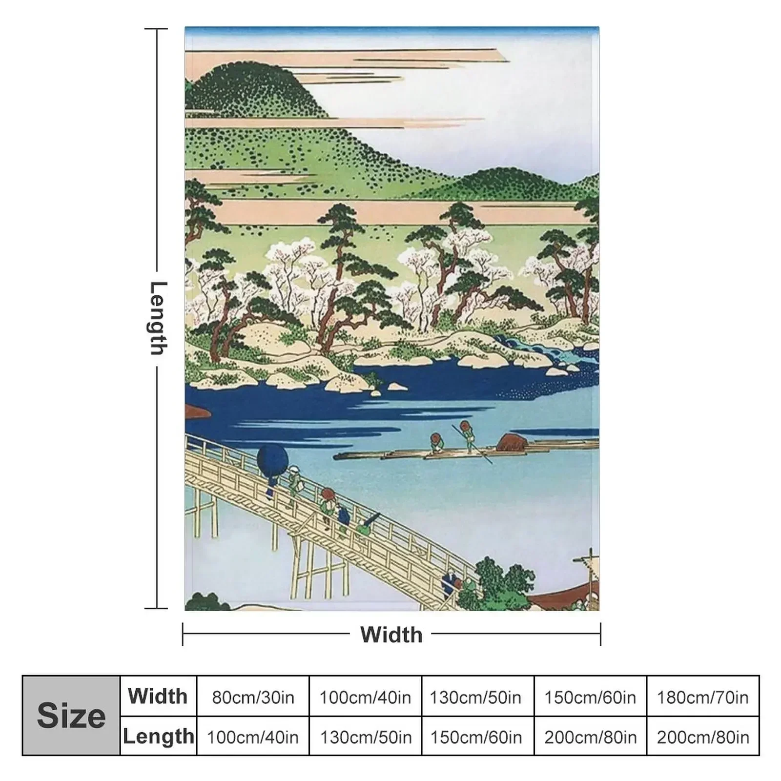 Togetsu Bridge at Arashiyama in Yamashiro Province by Katsushika Hokusai Throw Blanket valentine gift ideas Hairys Blankets