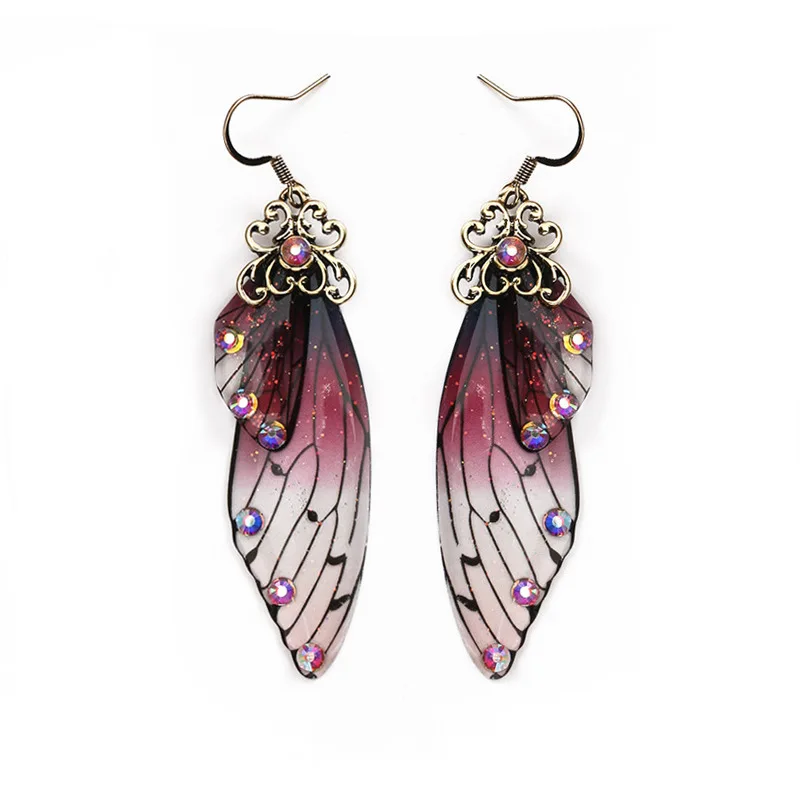 Lady personality fashion temperament long butterfly wings imitation cicada wings animal earrings and earrings Women Girls Gifts