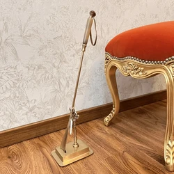 Brass Bone Shoehorn Long Handle Creative Shoe Lifting Device with Base Classical Shoe Lacker Home Decoration Ornaments