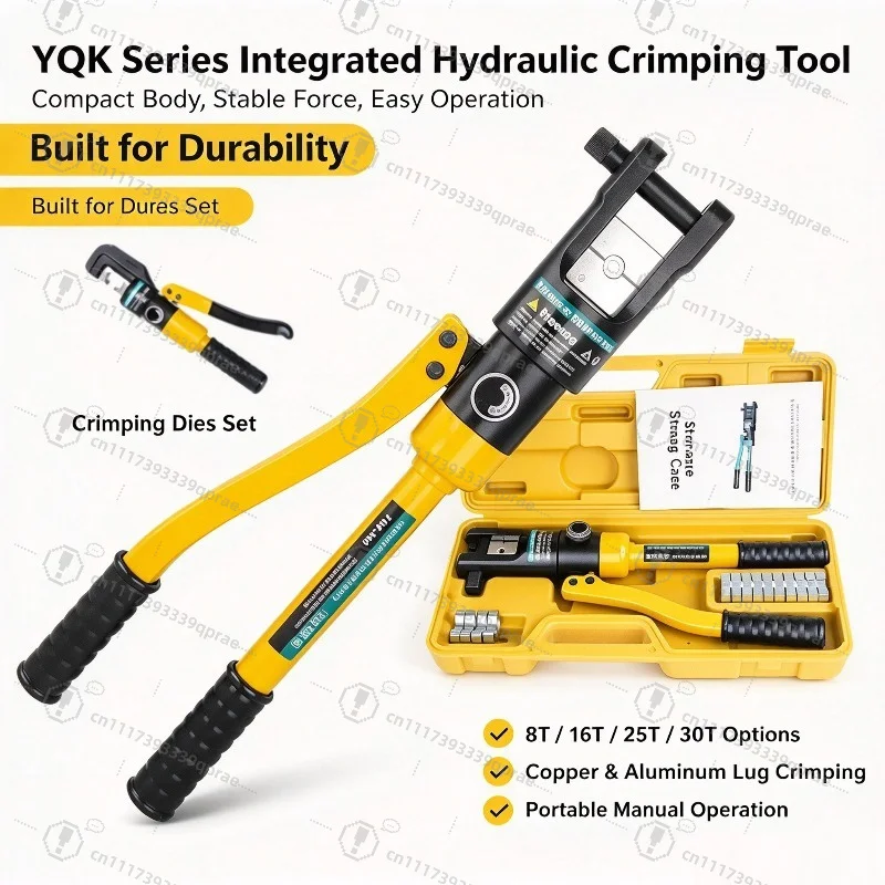 YQK-70 6 Tons Hydraulic Pliers Crimper Pressure Cable Lug Terminal Crimper for 12-2/0 AWG Electrical/Battery Cable Lug Terminals