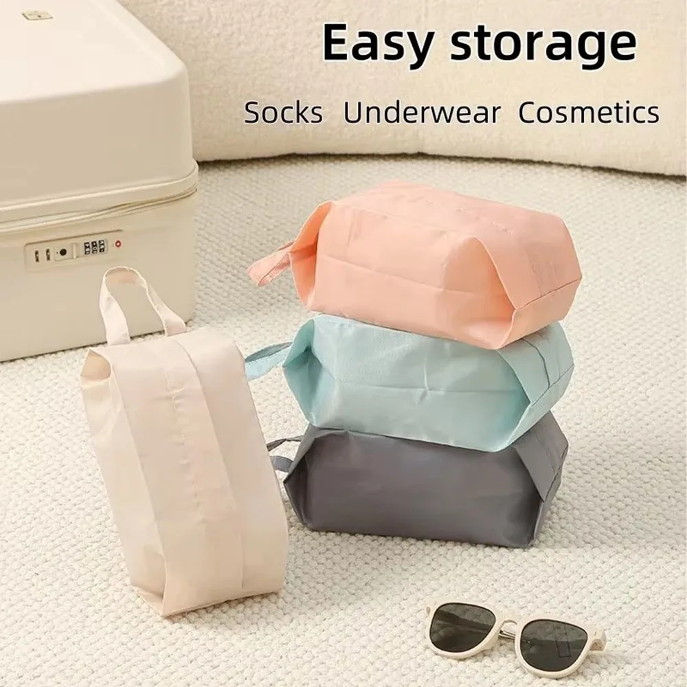 Portable Travel Storage Bag Waterproof Cosmetics Toiletries Socks Underwear Handheld Zipper Storage Bags Underwear Accessories