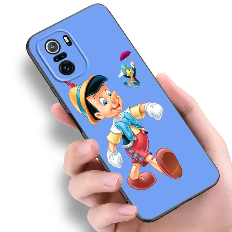 Funny Anime Pinocchio Phone Case For Xiaomi POCO X3 X4 NFC F5 M2 M3 M4 M6 X5 Pro F3 F4 GT 5G C31 C55 M5S Black Silicone Cover