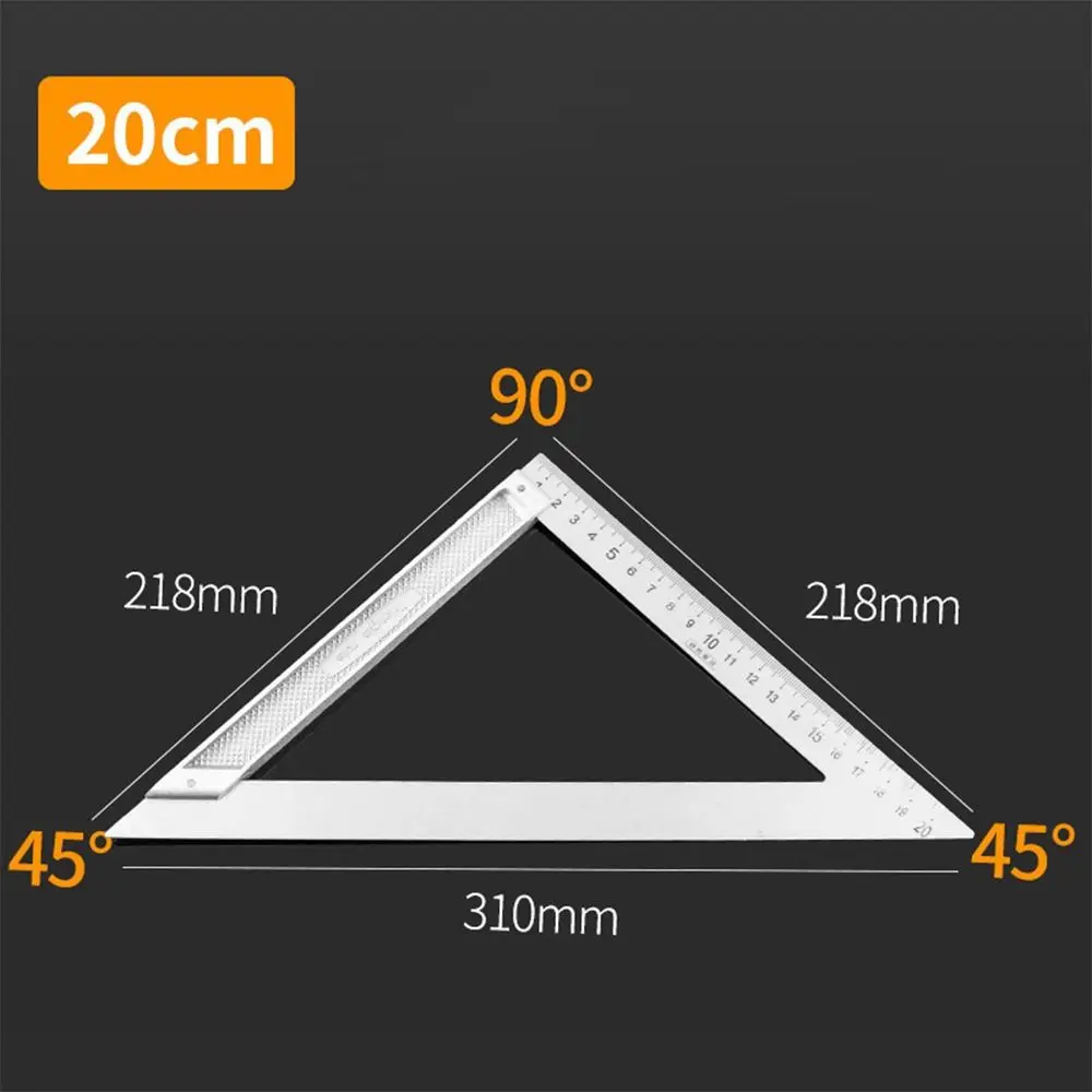 Regla cuadrada de ángulo de escala de doble cara, acero inoxidable, 30/50CM, regla triangular, herramienta de medición, calibre de ángulo recto, carpintería