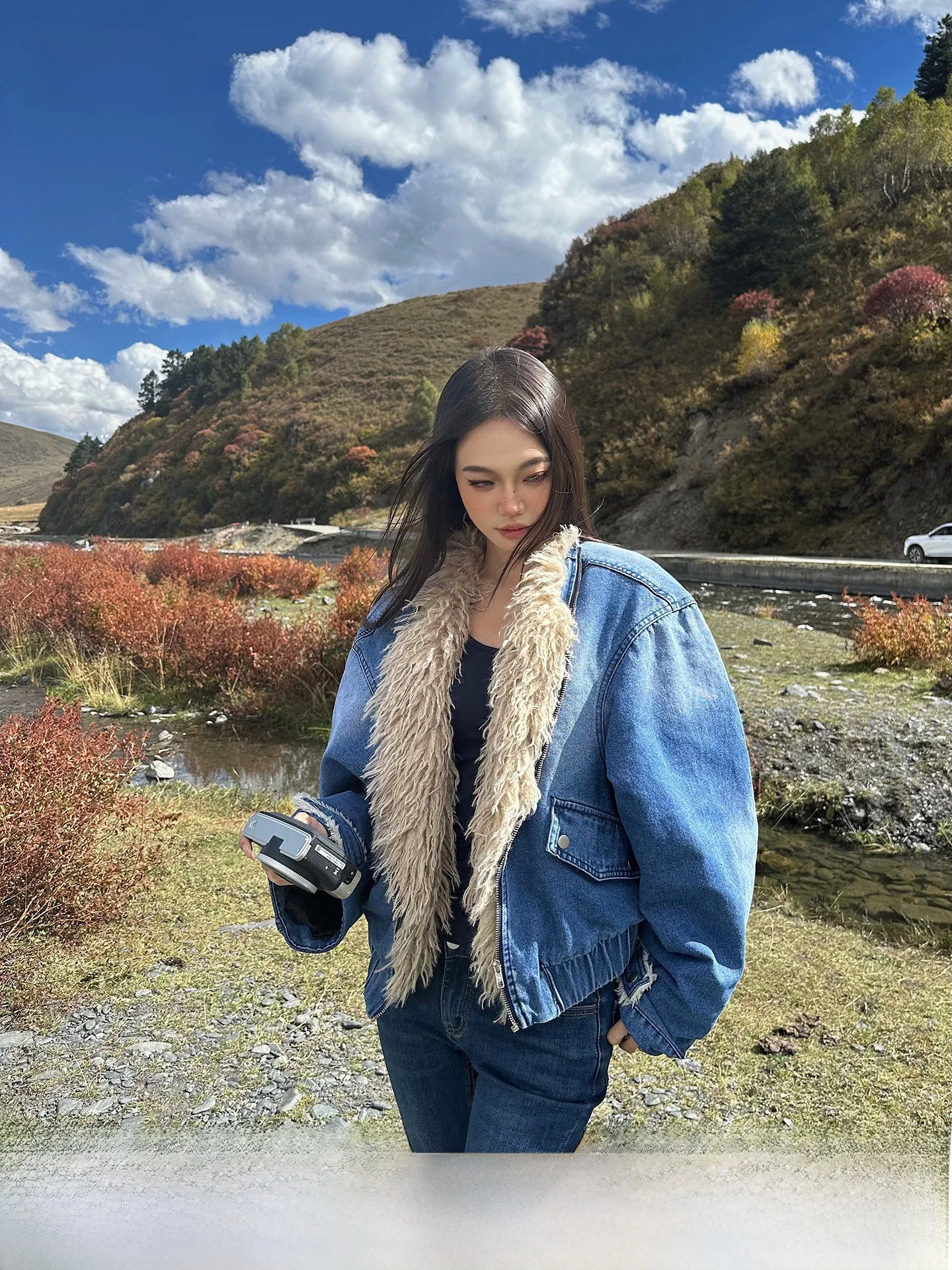 

Ретро джинсовая куртка с эффектом потертости, женская зимняя свободная теплая хлопковая куртка, повседневное хлопковое пальто для города, простое, с длинными рукавами, на молнии