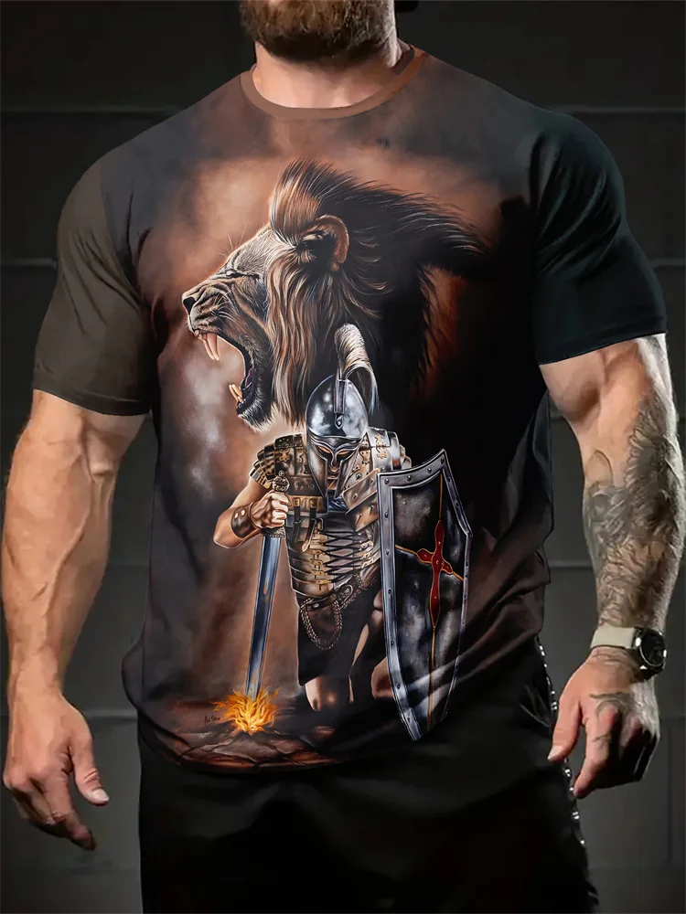 

Retro Knights Templar 3D Printed Men's T-Shirt Summer Casual Street O-neck Short Sleeve Tops Daily Loose Breathable Men Clothing