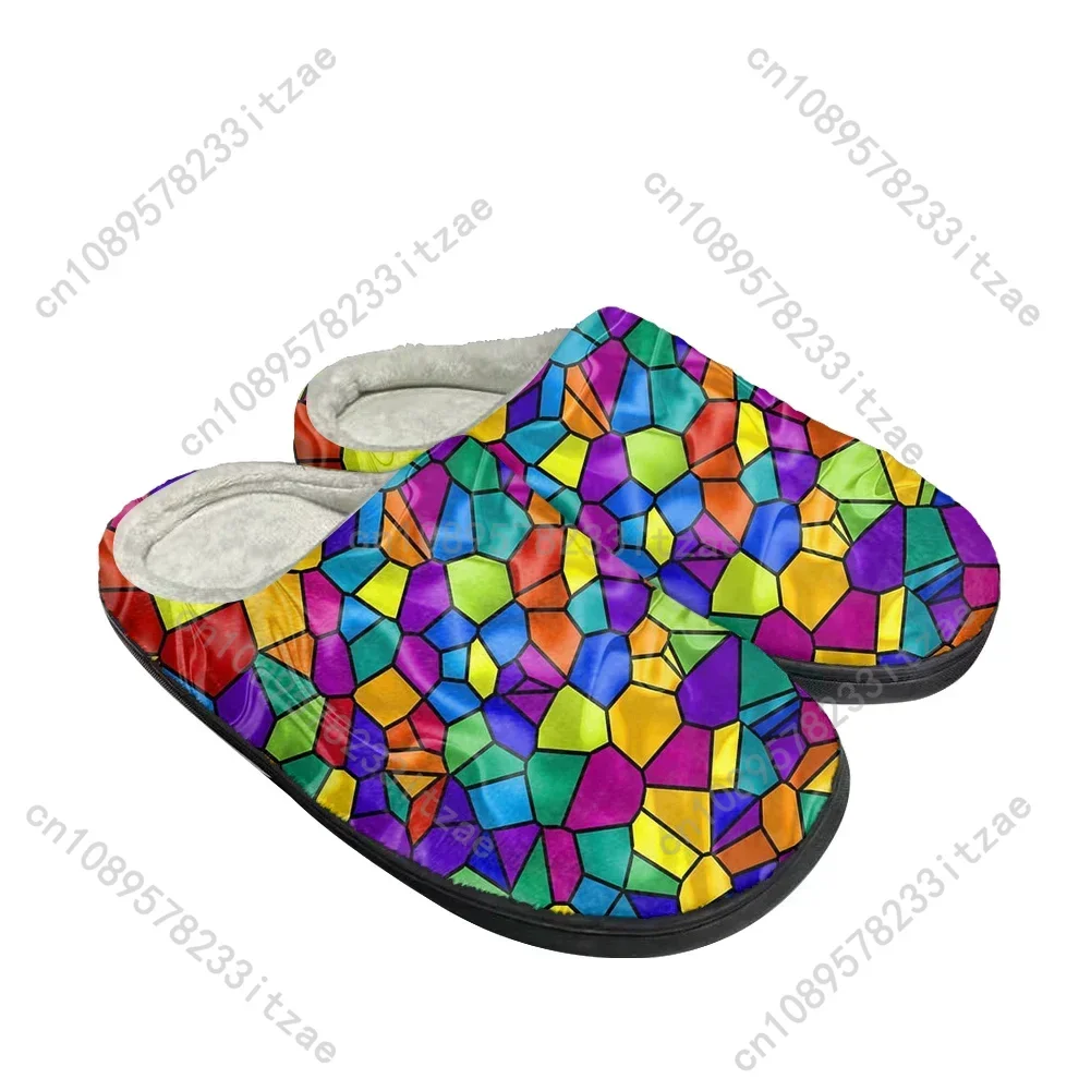 

Hot Abstract Multicolor Cotton Custom Slippers Mens Womens Teenager Plush Casual Keep Warm Shoes Thermal Comfortable Slipper