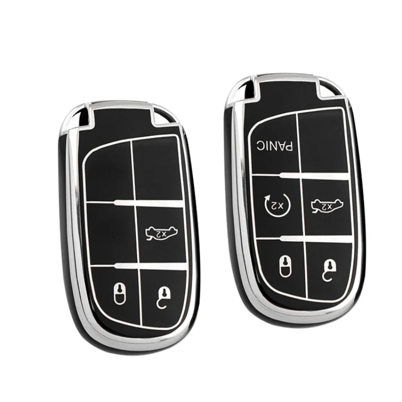 Silber TPU Auto Schlüssel Fall Abdeckung für Jeep Grand Cherokee Dodge Ram Jcuv Reise Ladegerät Dart Heraus forderer Durango Chrysler 300c