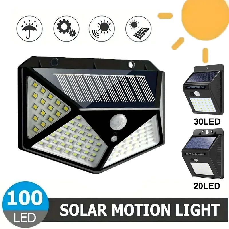 20/30/100 LED Solar Wall Light Led Light Motion Sensor Waterproof Outdoor Garden Solar Lamp Decoration Spotlights