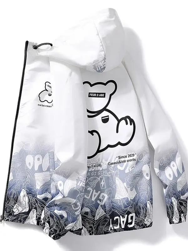 

Мужская демисезонная куртка в корейском стиле, свободного кроя, с капюшоном, тонкая модель для студентов, из дышащей полиэстеровой ткани, с длинными рукавами