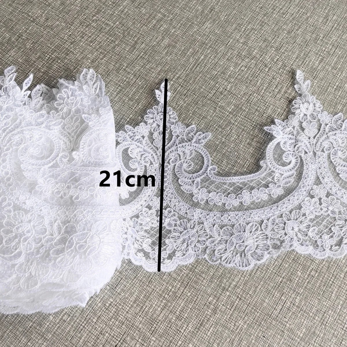 1 Yard White Embroidery Lace For Wedding Dress 21cm