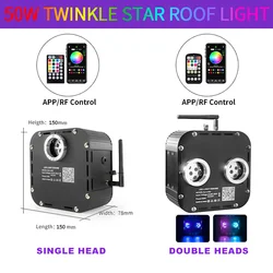 50W  App Control  Twinkle Starry Sky Light Fiber Optic Light Source Rf Remote Controller Star Ceiling Decorative Lamp