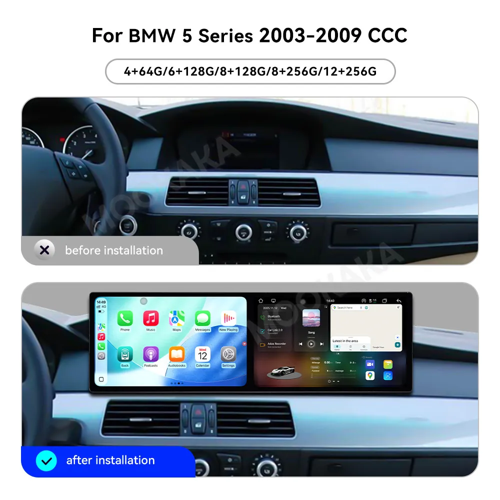 

9.1''+9.1'' For BMW 5 Series E60 2003-2009 CCC Car Android Radio Wireless Carplay Multimedia Player Touch Screen Stereo WIFI 4G