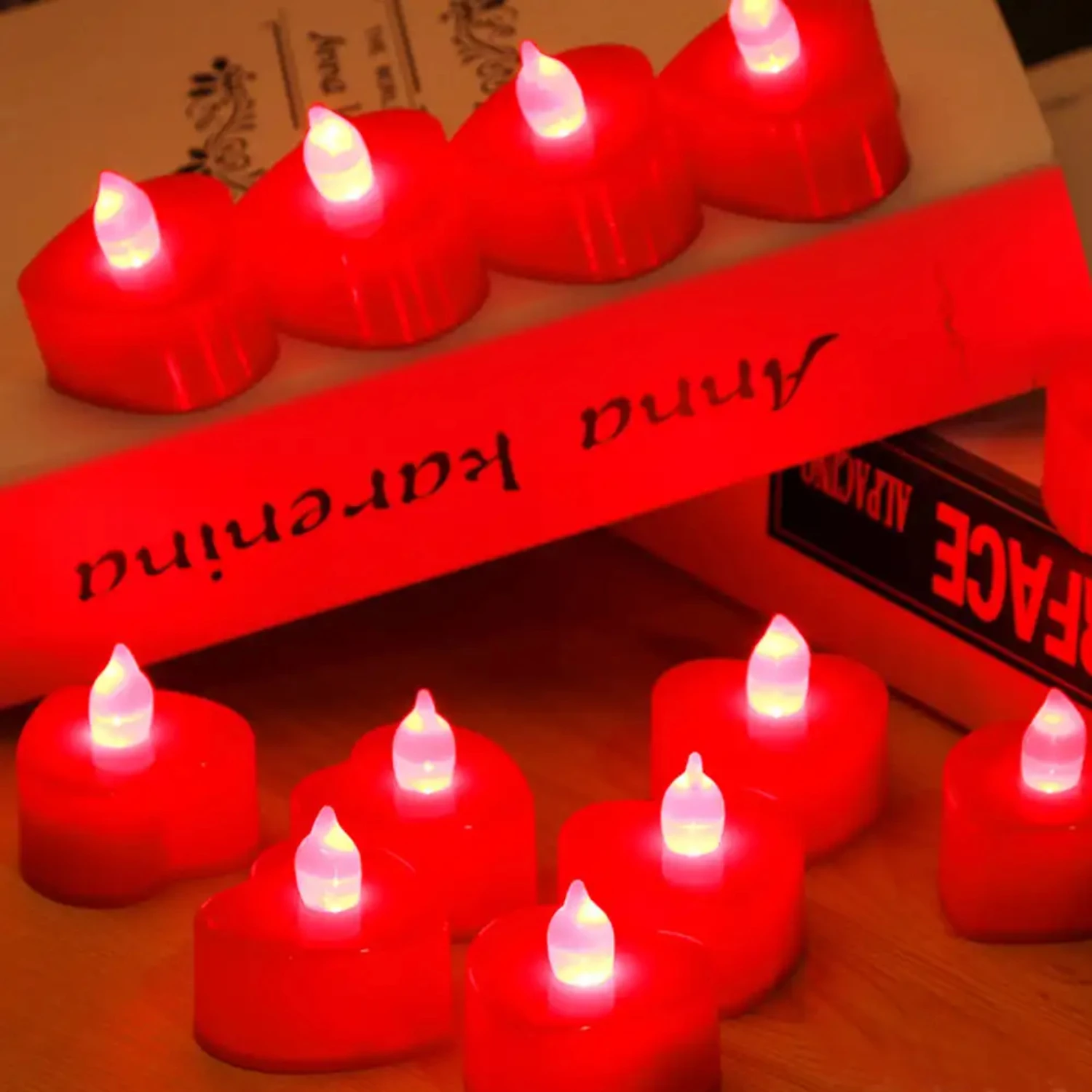 Nuovo splendido Set di 6 candele Tealight a LED scintillanti a forma di cuore per decorazioni per feste di natale e matrimoni-batteria di alta qualità O