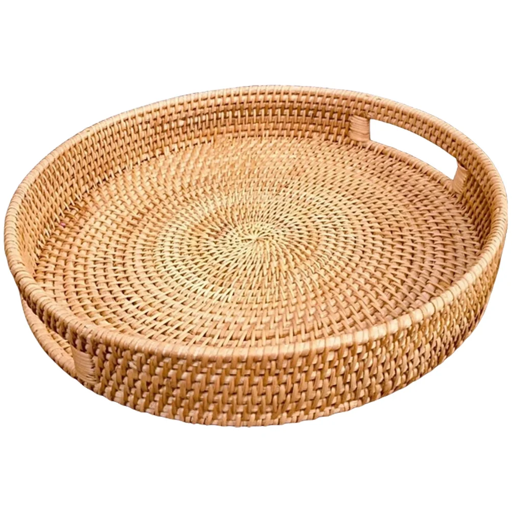 Egg Basket Round Coffee Table Woven Sundries Vegetable Storage Tray Fruit Snacks