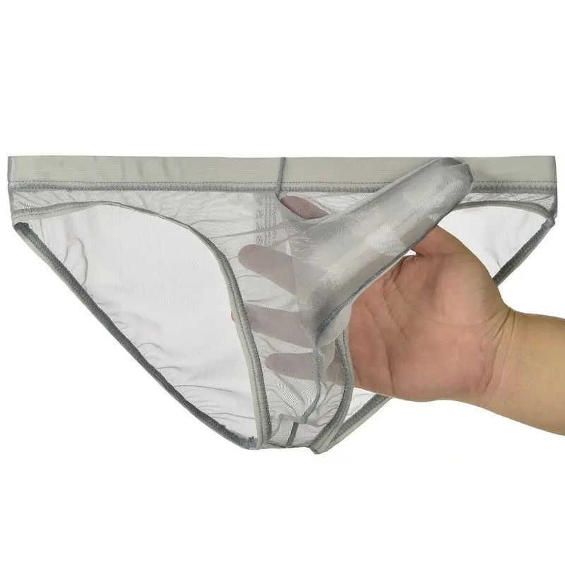 3XL Large Size Men\'s Underwear Low Waist Transparent Thong Elephant Ultra Thin Mesh T Pants Gun Egg Separation Sexy Pouch Briefs