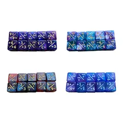 10Pcs 16mm Acrylic Digital Dice 6 Sided Dice Math Teaching Accessory For Family Games Double Colors ,Add Subtract