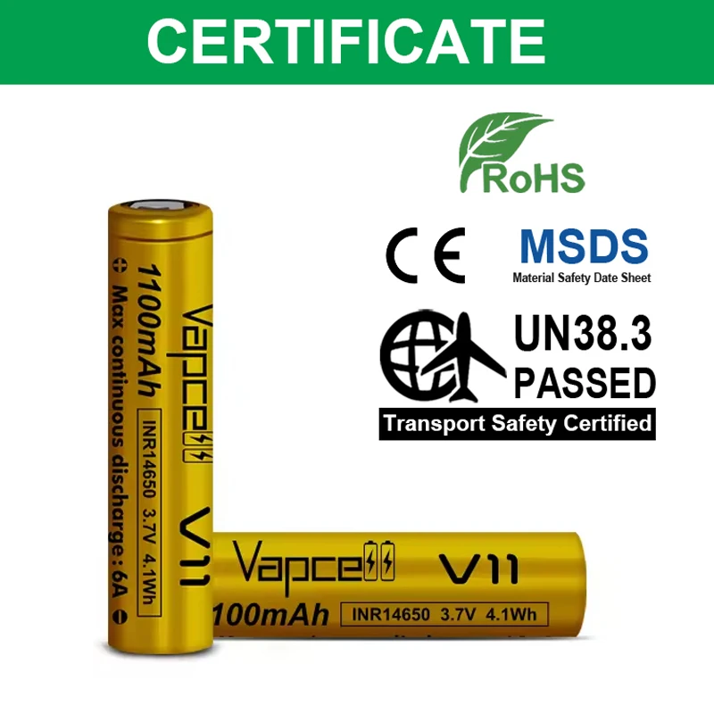 1-10 sztuk oryginalna klasa A Vapcell 14650 V11 bateria litowa 1100mah 6A 3.7V akumulatory wysokiej jakości ogniwo INR14650