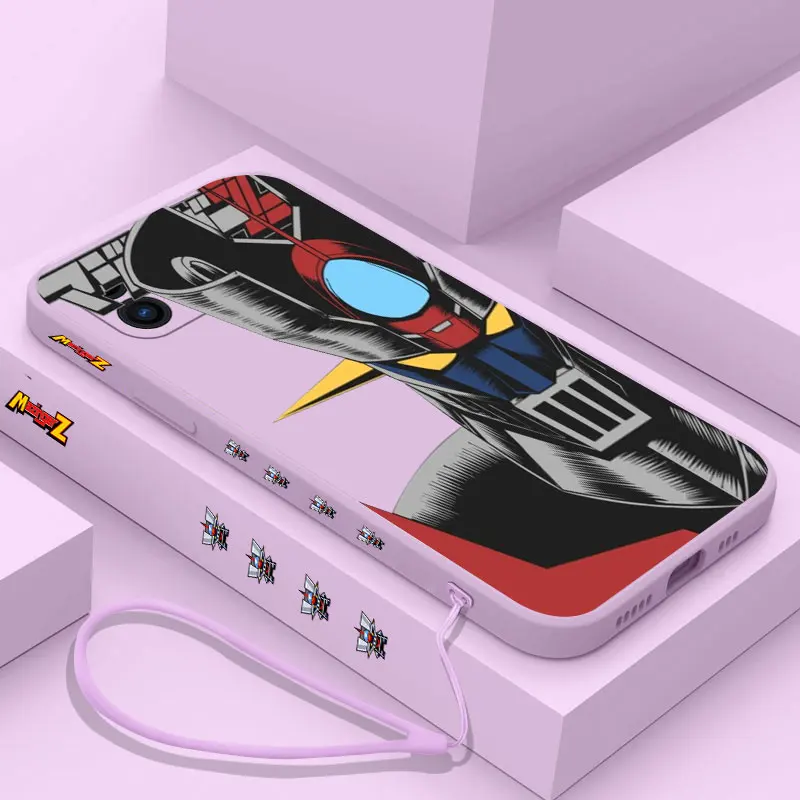 Manga Mazinger Z Phone Case For OPPO Reno 3 4 8 8T 8Z 7 7Z 6 5 F19 F9 Pro 4G 5G Liquid Soft Silicone Cover With Hand Strap