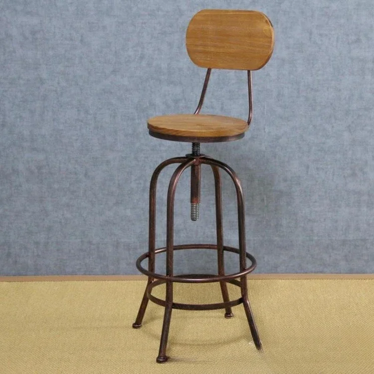 Country coffee shop lift rotating industrial style loft high back bar bar chair