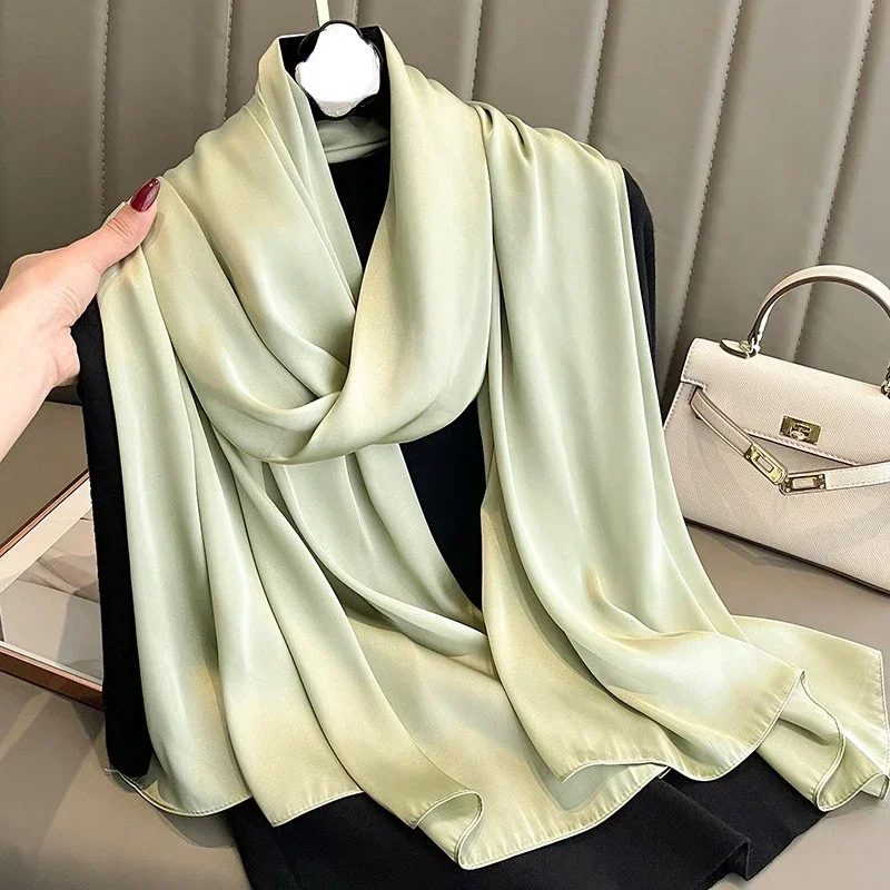 Luxury Scarf Women Silk Headscarf Hijab Designers Long Muslim Shawl Wrap Turban Bandana Foulard Satin Scarves Head Wraps