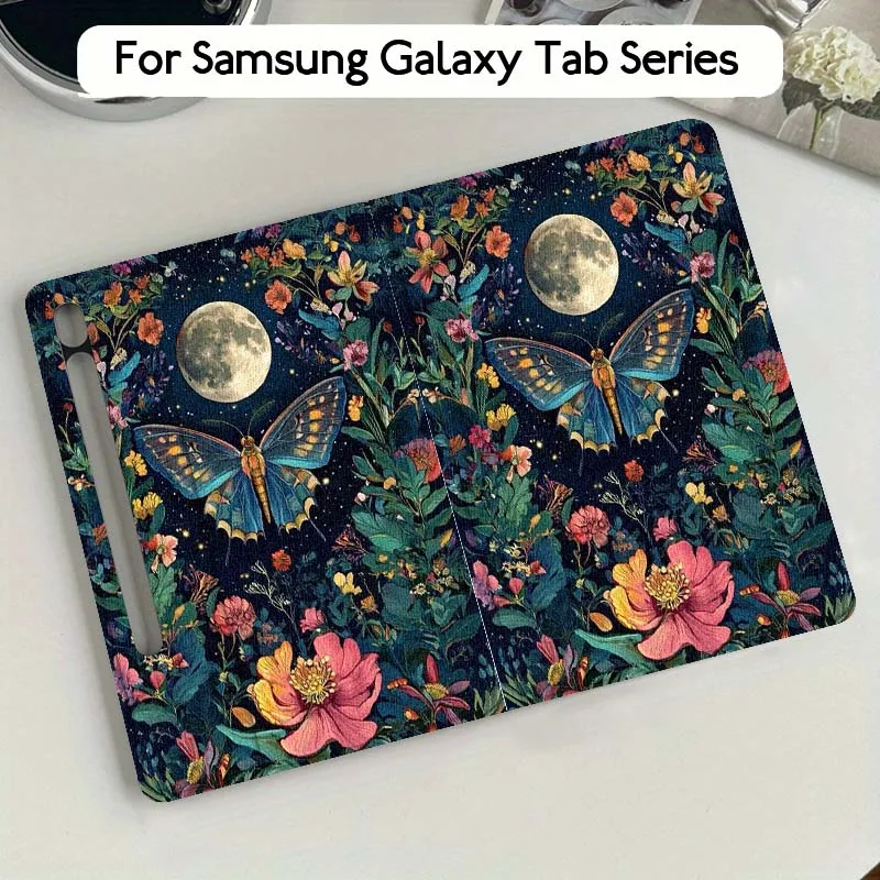 

Retro Flower Butterfly Book Gift For Samsung Galaxy Tab S10 S9 S8 S7 FE Lite Soft Flexible Support Tablet Case