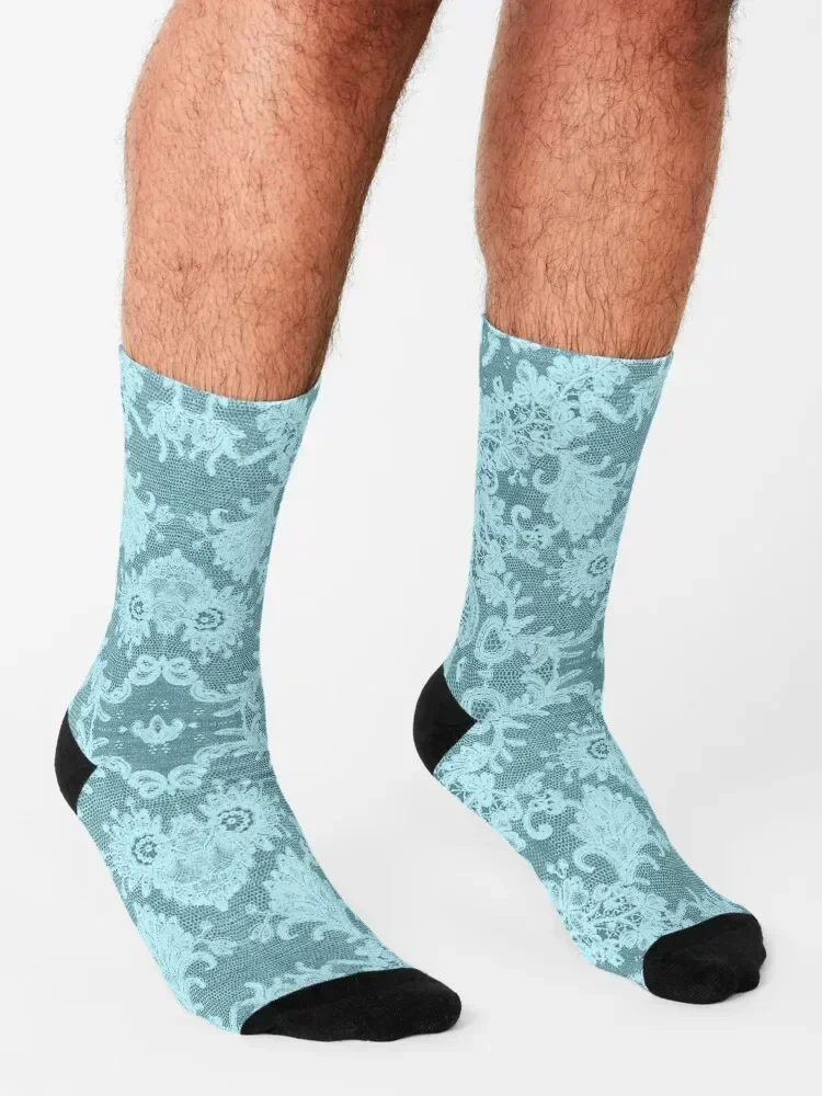 Blue Lace Socks retro Climbing Non-slip custom sports Men's Socks Women's