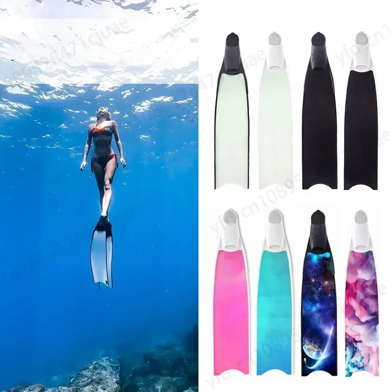 Personalized Pattern Transparent Glass Fiber Flipper Scuba Freediving Fins for Underwater Snorkeling Spearfishing Diving