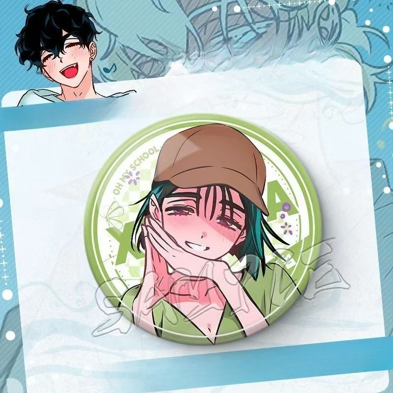 58MM Specjalna Odznaka Anime w Kształcie Okrągłym z Blachy Sua TILL IVAN Broszka Mizi Luka Przypinka Halloween Boże Narodzenie Dekoracja Prezent