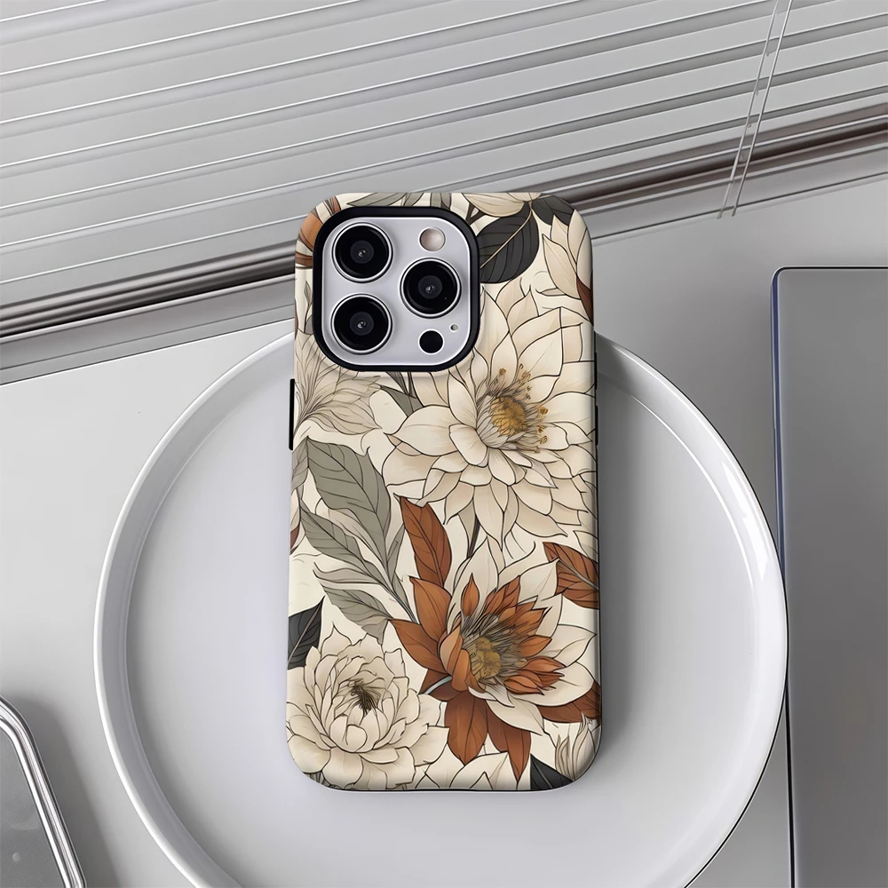 Vintage Floral Harmony Phone Case for Samsung Galaxy S20 S23 S24 S25 S26 FE Plus Ultra Edge 4G 5G Luxury Double-layer Back Cover