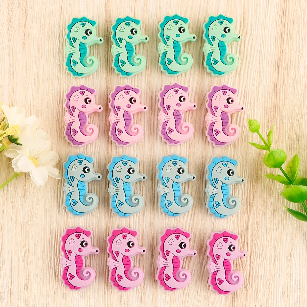 Kovict 10pcs New Silicone Beads Mini Goat Giraffe Seahorse Animals 1Pc Silicone Pendants DIY Necklace Bracelet Accessories