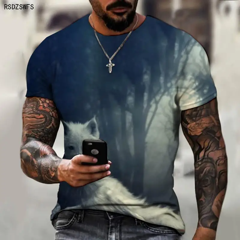 Wild wolf series impressão em 3D de roupas masculinas e femininas casal T-shirt animal, rua Harajuku casual wear