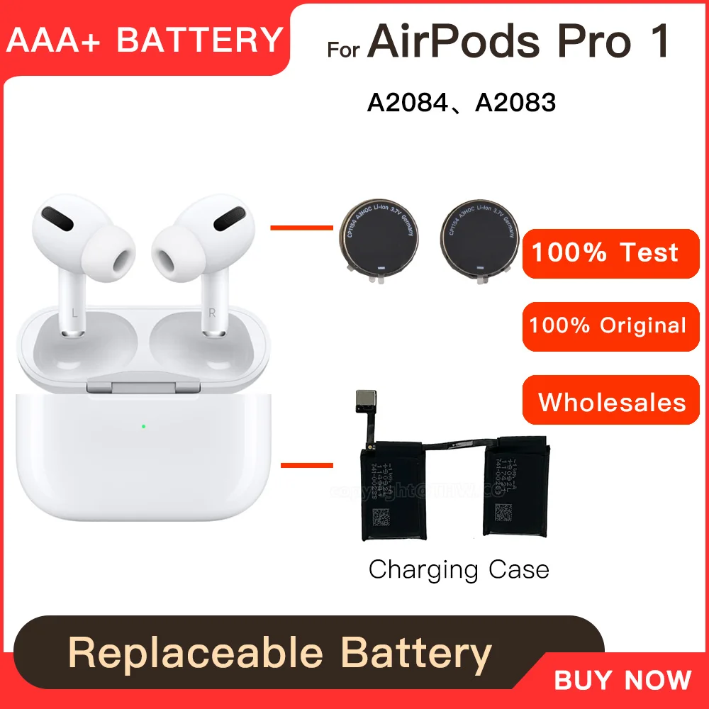 

Genuine CP1154 Replacement Battery For Apple Airpods Pro 1 A2084 A2083 A2190 Air Pods Pro 1 Rechargeable Batteries Batteria+gule