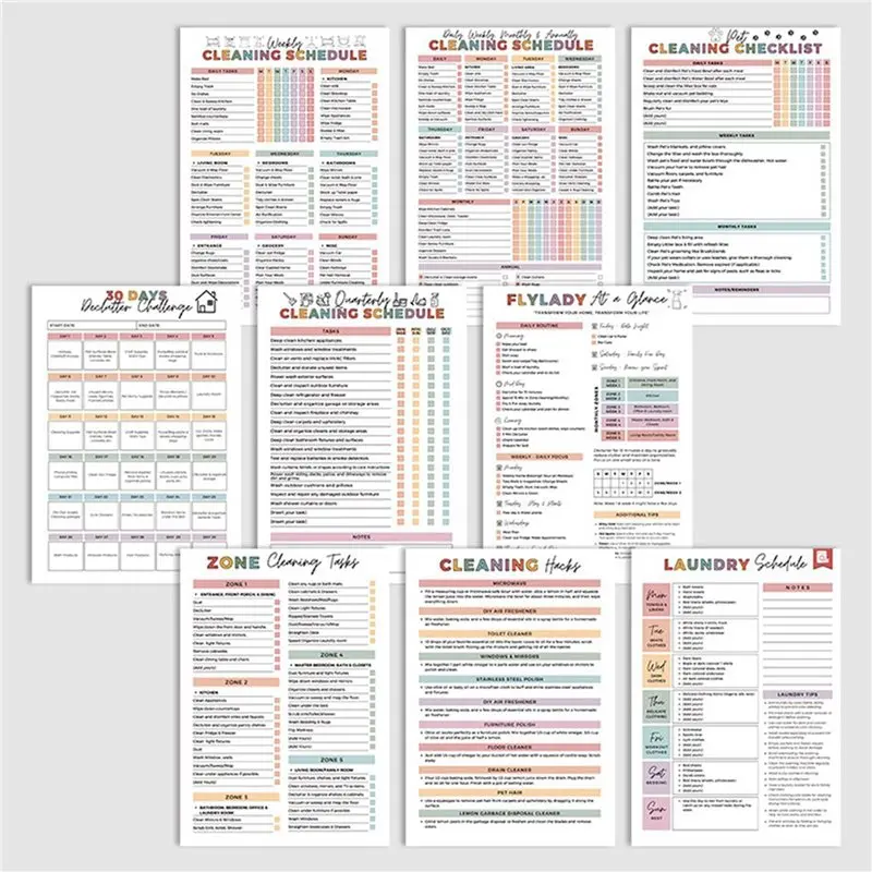 ABIJ-2X Household Cleaning Schedule Annual Cleaning Check List Planner,Housekeeping Check List Planner&Organizer