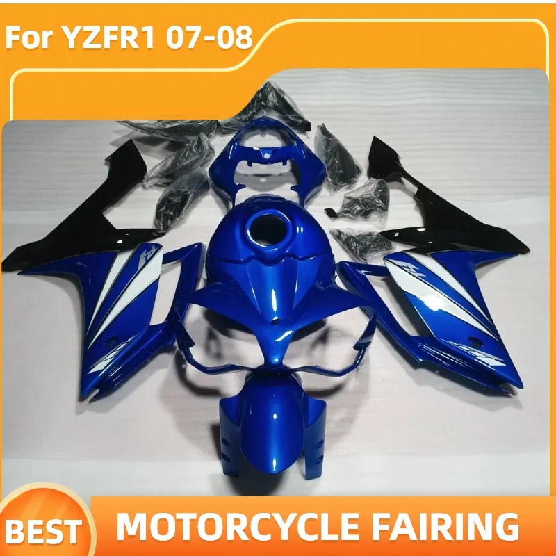 Free Custom Fairing kit For YAMAHA YZF R1 2007-2008  YZF1000 YZF-R1 07 08 Road Racing Street Sportbike Blue Silvery  Bodykit