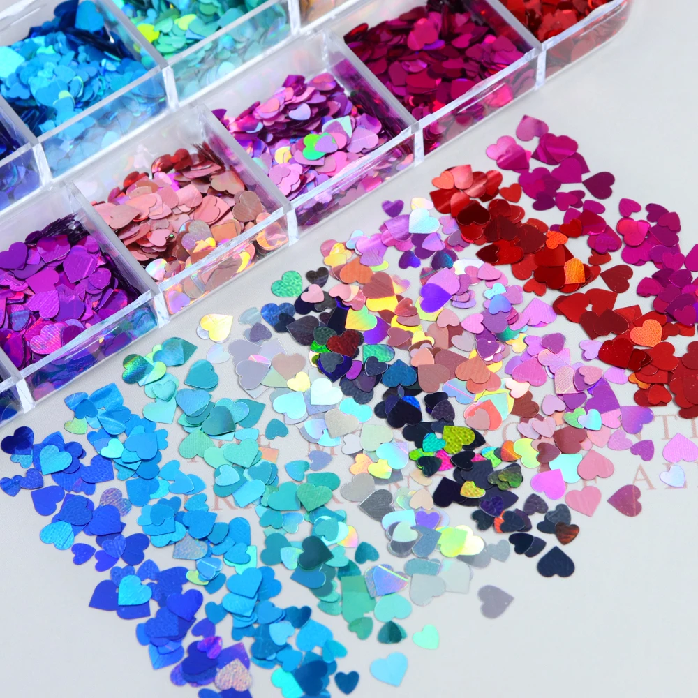 

Holographic Love Heart Resin Sequins Romantic Epoxy Resin Filling Heart Shape Mixed Valentines Day DIY Resin Shaker Mold Fillers