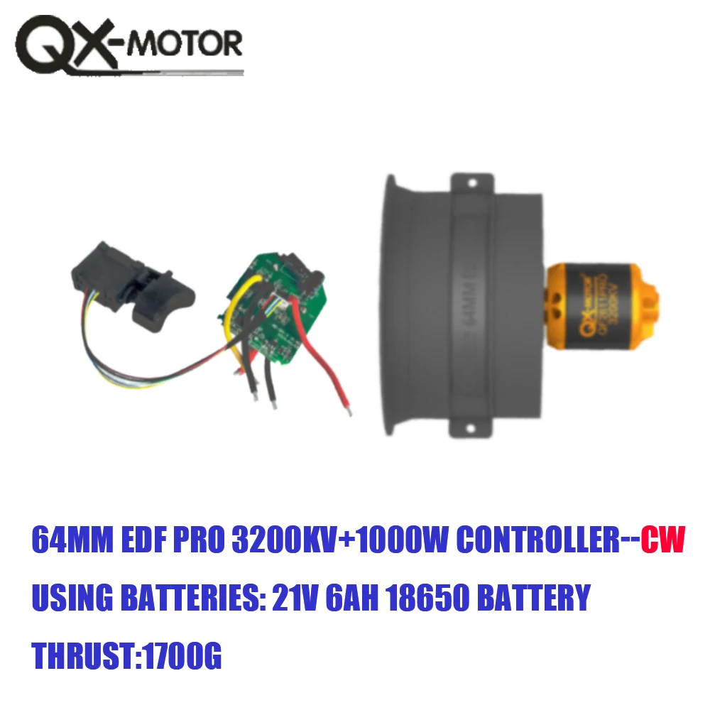 QX-MFLU QF2611Pro-3200KV 5 블레이드 브러시리스 모터, 폭력적인 선풍기 (CW/CCW), 1KW 컨트롤러, 폭력적인 선풍기에 적합한 구성 요소, 64mm