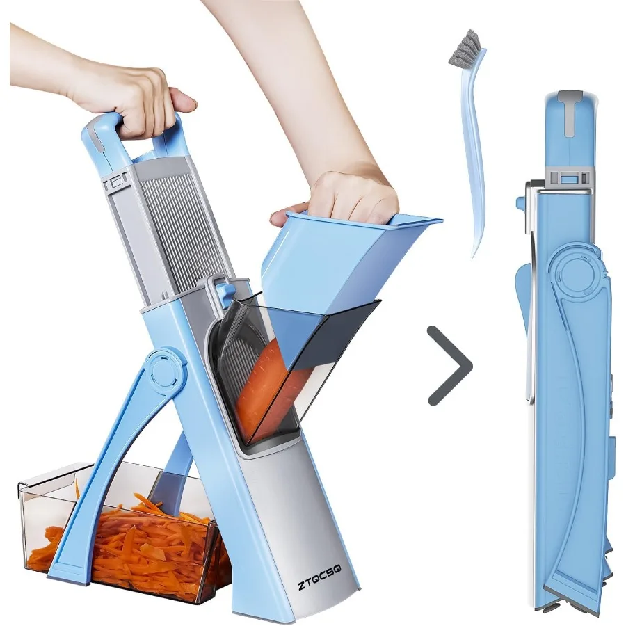 

2025 Upgraded Version All-in-1 Mandoline Slicer for Kitchen with Adjustable Slicing Thickness Detachable Blade for Precision Cu