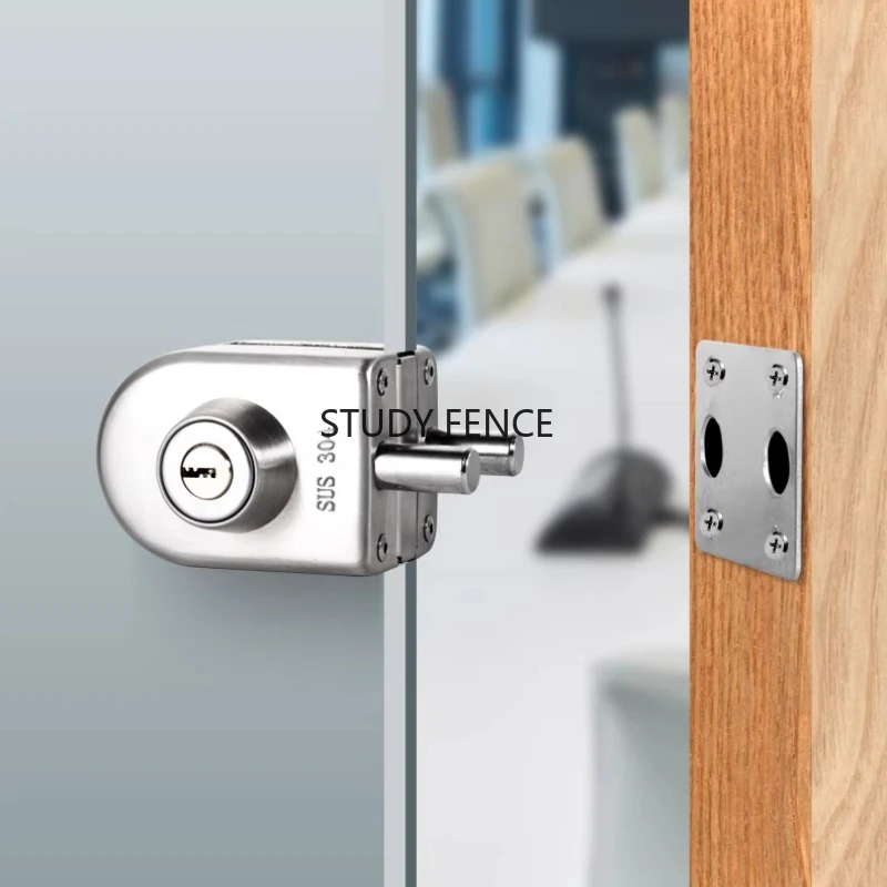 

1 Set of Stainless Steel Frameless Glass Door Lock Glass Door Floor Lock Bolt Household Hardware Accessories Lock with Key