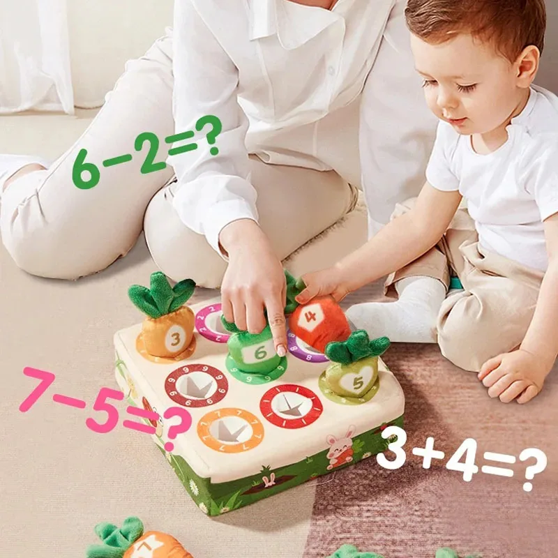 ของเล่นเก็บแครอทแบบมอนเตสซอรี่ - เกมดึงสำหรับเด็กเล็ก พัฒนาทักษะกล้ามเนื้อมัดเล็ก และการเรียนรู้สี ของเล่นเสริมพัฒนาการ