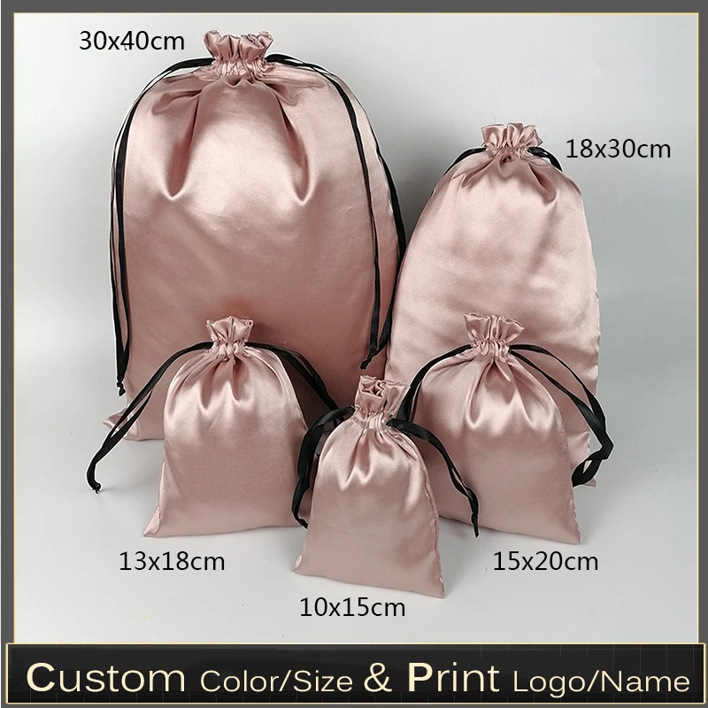 InjSatin-Sac d'emballage avec logo personnalisé, Extensions de cheveux vierges, Maquillage, Cils, sexuellement, Proximité, Poudres cadeaux, Anti-poussière, Or rose