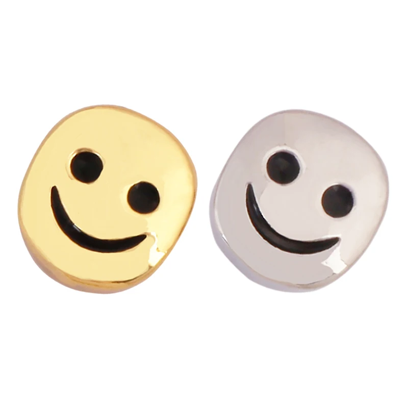 Trendy Happy Face Zircon Bead,18K Gold Brass Colourful DIY Bracelet Components Accessories Wholesale Supplies K58